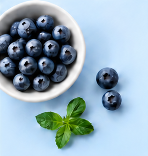 Fresh blueberries and mint